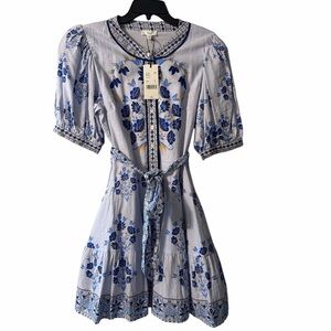 A Loves A Floral Boho Cottagecore Dress XL Belted Button Front NWT